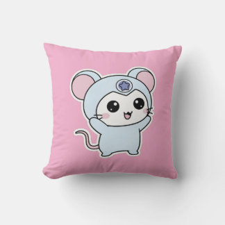 Cute lovely little adorable mouse throw pillow