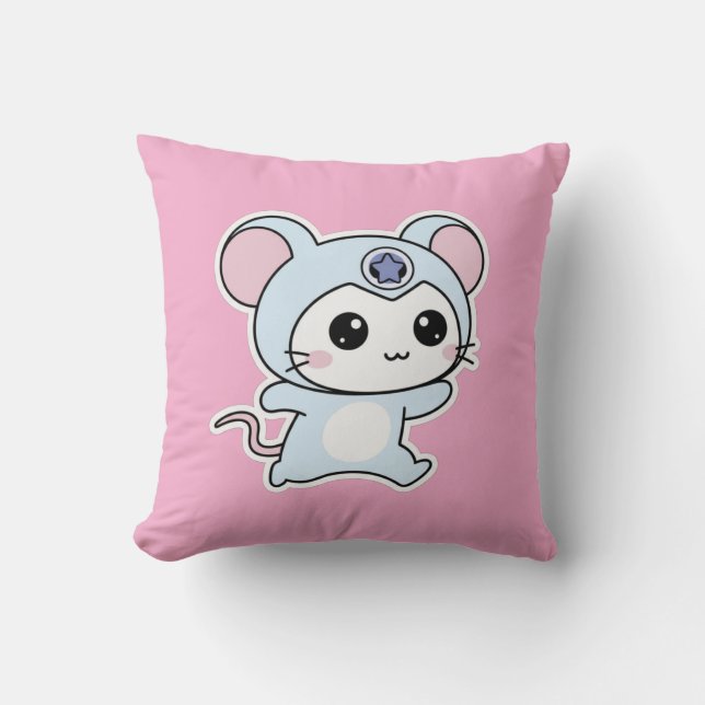 Cute lovely little adorable mouse throw pillow (Front)