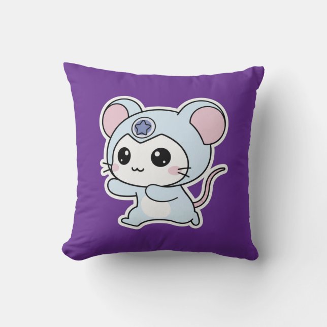 Cute lovely little adorable mouse throw pillow (Front)