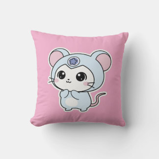 Cute lovely little adorable mouse throw pillow