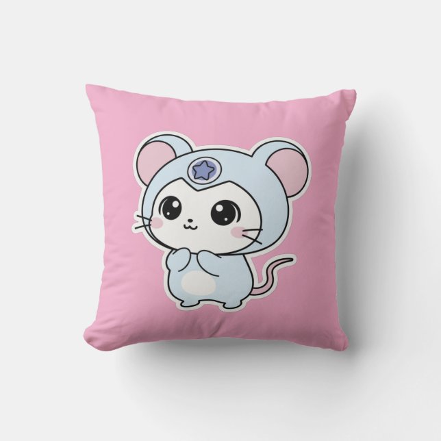 Cute lovely little adorable mouse throw pillow (Front)