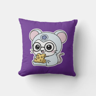 Cute lovely little adorable mouse throw pillow