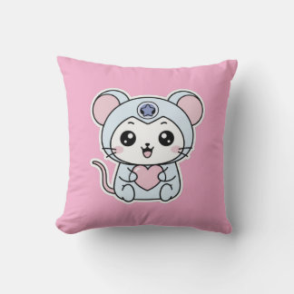 Cute lovely little adorable mouse throw pillow