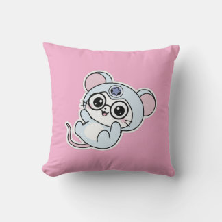 Cute lovely little adorable mouse throw pillow
