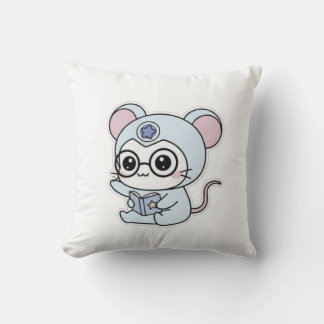 Cute lovely little adorable mouse throw pillow