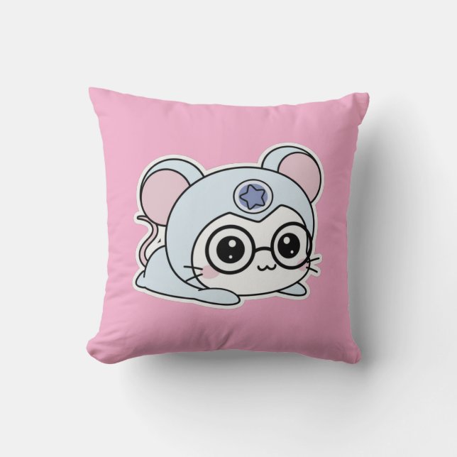 Cute lovely little adorable mouse  throw pillow (Front)