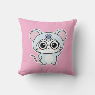Cute lovely little adorable mouse throw pillow