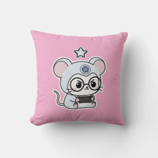 Cute lovely little adorable mouse  throw pillow