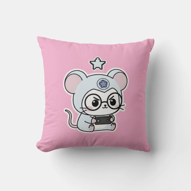 Cute lovely little adorable mouse  throw pillow (Front)