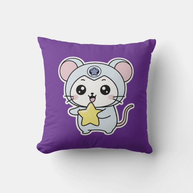 Cute lovely little adorable mouse throw pillow (Front)