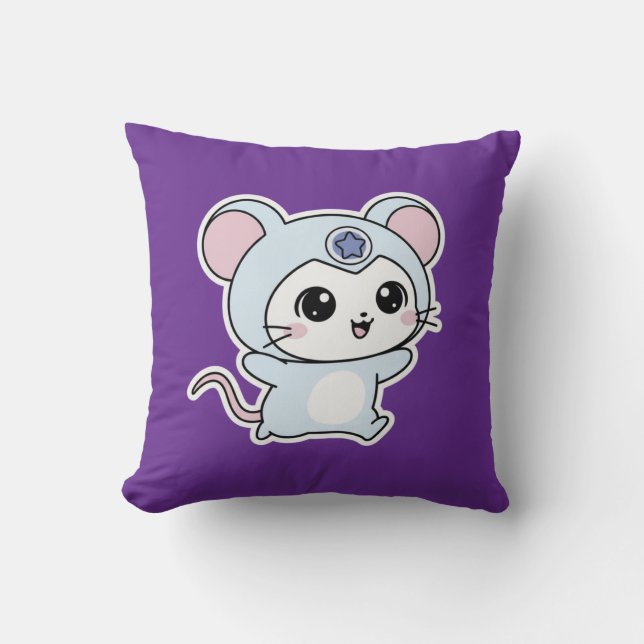 Cute lovely little adorable mouse throw pillow (Front)