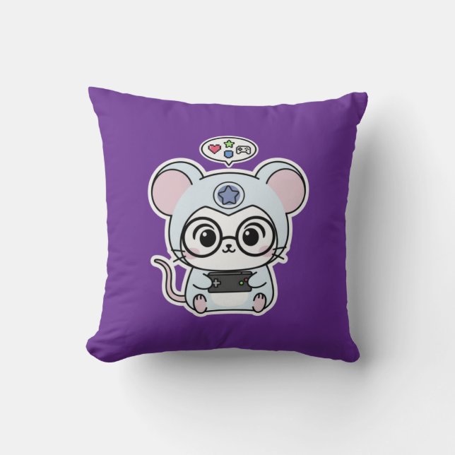 Cute lovely little adorable mouse throw pillow (Front)