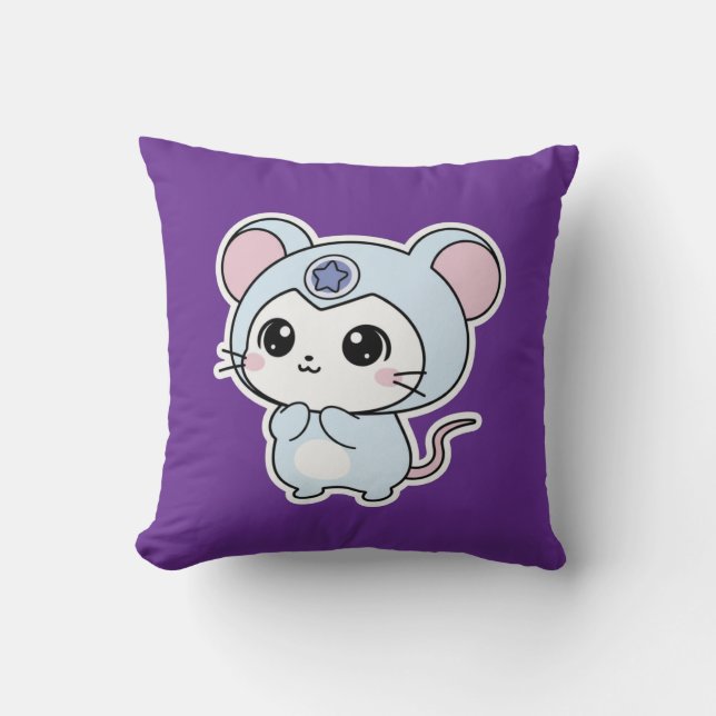 Cute lovely little adorable mouse throw pillow (Front)