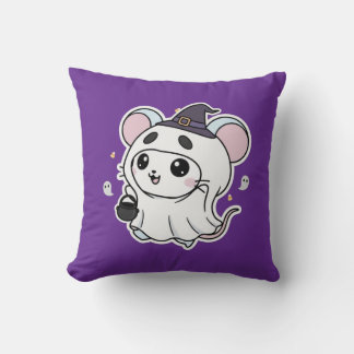 Cute lovely little mouse ready for Halloween  Throw Pillow
