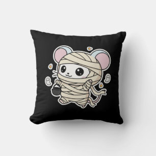 Cute lovely little mouse ready for Halloween  Throw Pillow