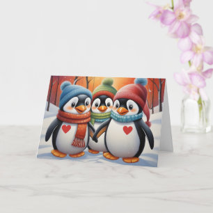 Cute Lovely Penguins Christmas  Card