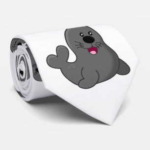 cute lovely playful seals tie