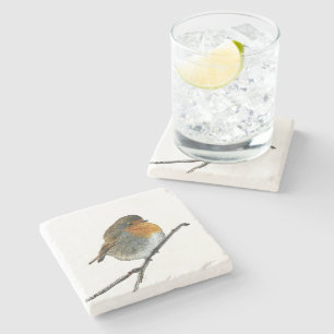 Cute lovely Robin bird Redbreast Stone Coaster