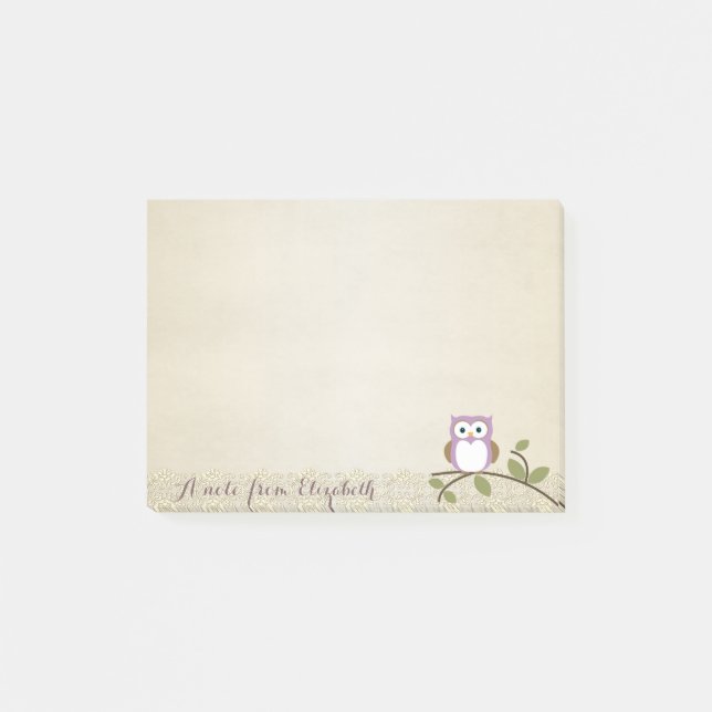 Cute Lovely  Stylish ,Lace,Owl Post-it Notes (Front)