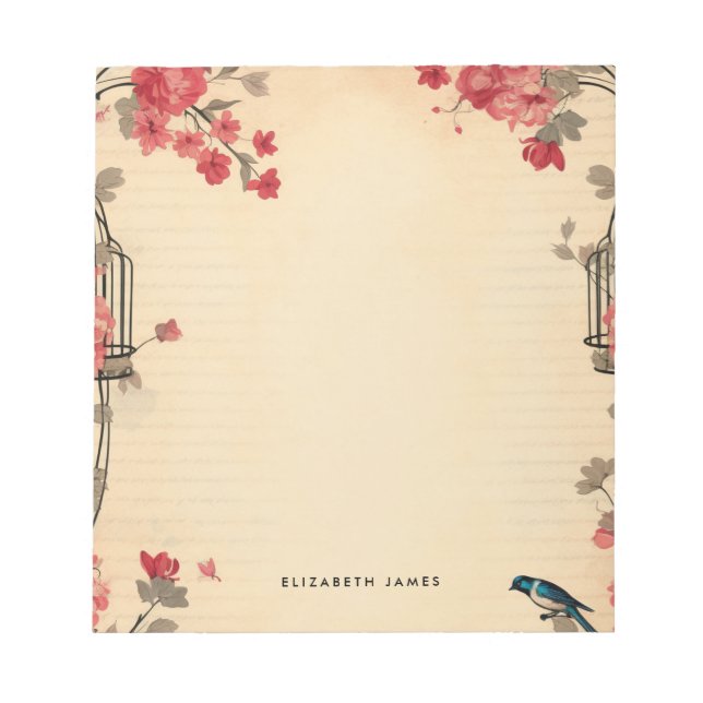  Cute Lovely Vintage Valentines Day Personized Notepad (Front)