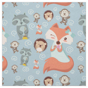 Cute Lovely woodland animals fox nursery Fabric