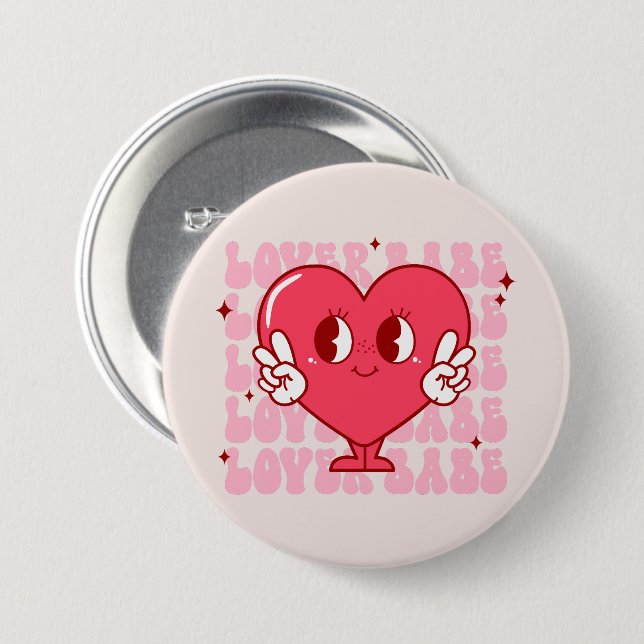 Cute Lover Babe Heart 3 Inch Round Button (Front & Back)