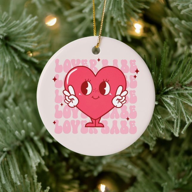 Cute Lover Babe Heart Ceramic Ornament (Tree)