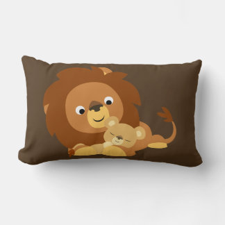 Cute Loving Cartoon Lion Dad and Cub Pillow