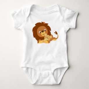 Cute Loving Cartoon Lion Dad & Cub Baby Creeper
