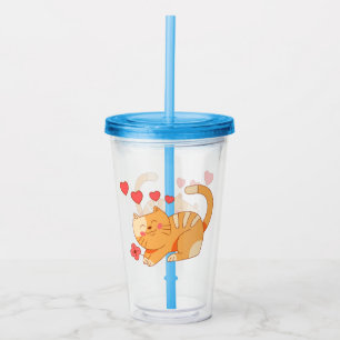Cute Loving Orange Tabby Kitten  Acrylic Tumbler