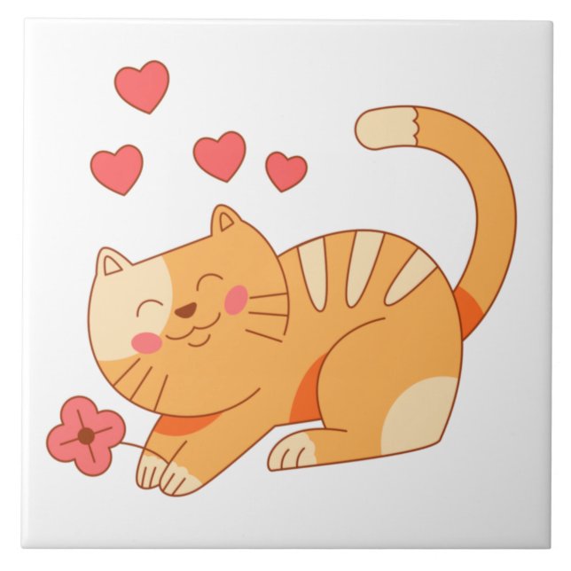 Cute Loving Orange Tabby Kitten  Tile (Front)