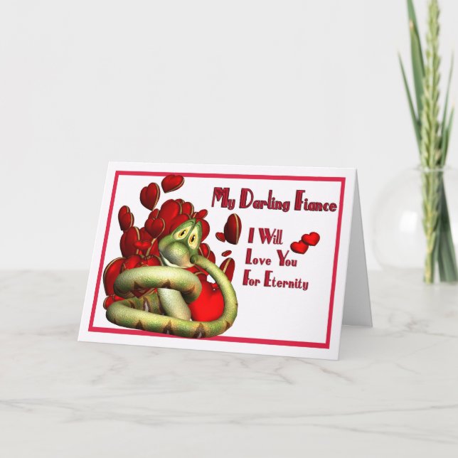 Cute loving snake holding your heart safe holiday card (Front)