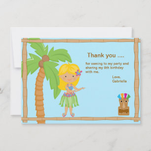 Cute Luau Girl with Blonde Hair Thank You Card
