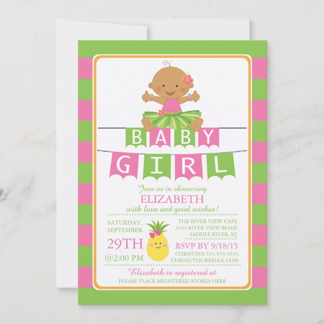 Cute Luau Hula Girl Baby Shower Invitation (Front)