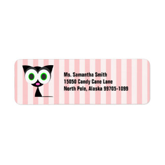 Cute Lucky Black Cat Pink Return Address Label