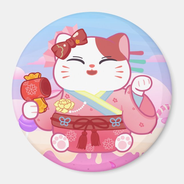 Cute Lucky Cat Magnet (Front)