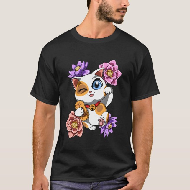 Cute Lucky Cat T-Shirt (Front)