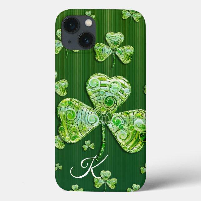 Cute lucky clovers Monogram Case-Mate iPhone Case (Back)