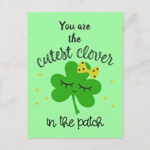 Cute Lucky Four Leaf Clover Happy St. Patricks Day Holiday Postcard