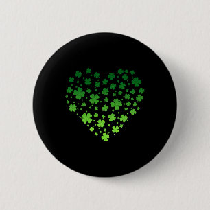 Cute Lucky Heart Shamrock Happy St Patricks Day 2 Inch Round Button
