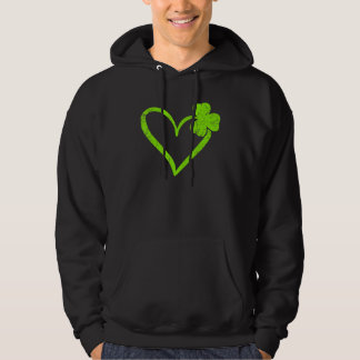 Cute Lucky Heart Shamrock Happy St Patricks Day Fa Hoodie
