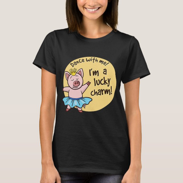 Cute Lucky Pig Happy New Years Eve T-Shirt (Front)