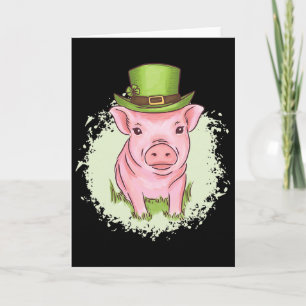 Cute Lucky Pig New Year's Eve New Year St. Patrick Card