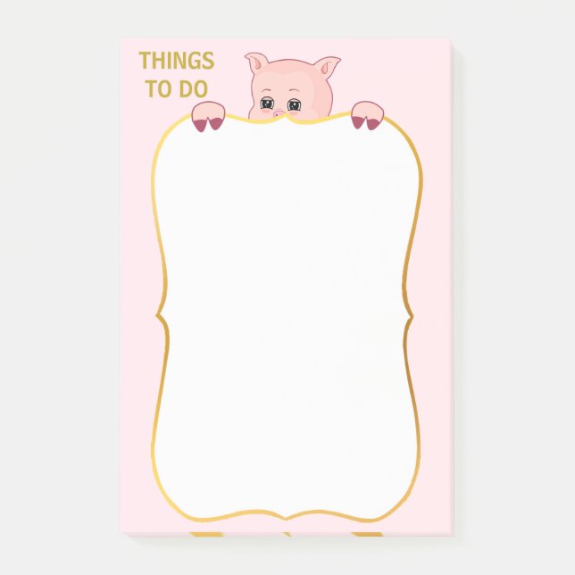 Cute Lucky Pig & Things to Do Post-it Notes (Front)