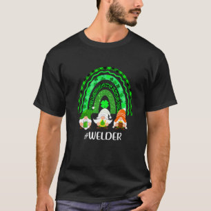 Cute Lucky Rainbow Welder Gnome Leopard Happy St P T-Shirt