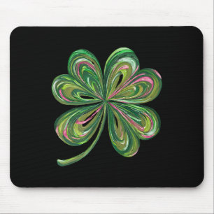 Cute Lucky Retro Shamrock Four Leaf Clover St. Pat Mouse Pad