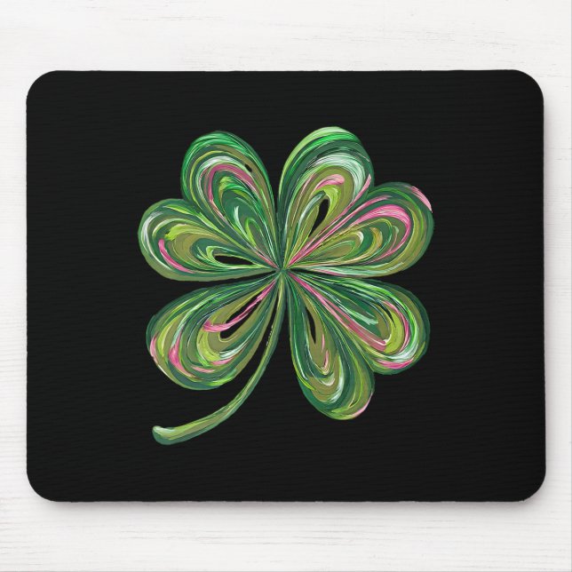 Cute Lucky Retro Shamrock Four Leaf Clover St. Pat Mouse Pad (Front)