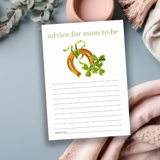 Cute Lucky Shamrock Advice for Mum Baby Shower Enclosure Card (Creator Uploaded)