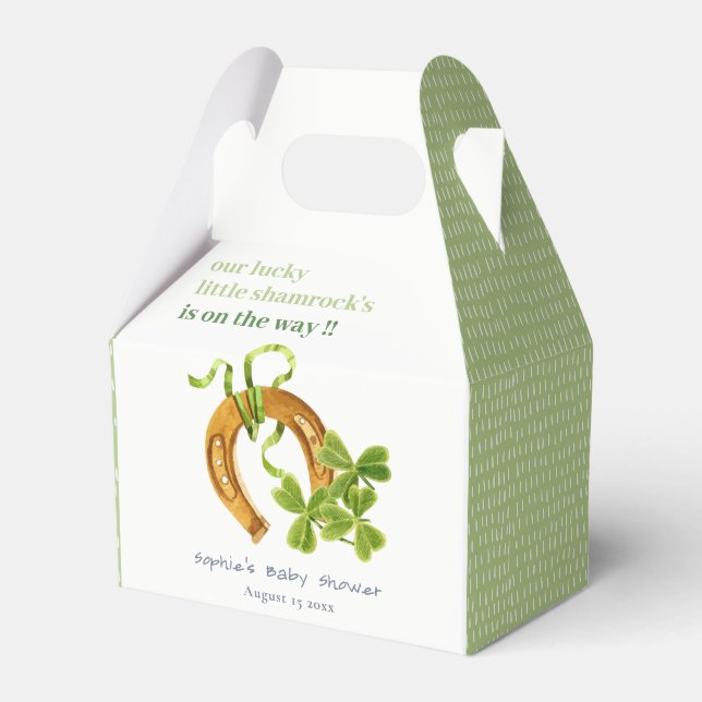 Cute Lucky Shamrock St Patrick's Day Baby Shower Favor Box (Front Side)