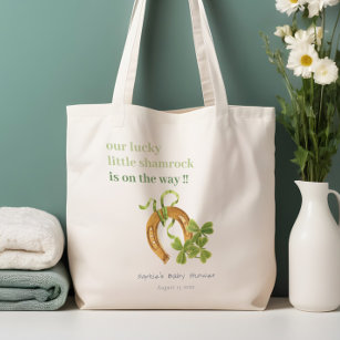 Cute Lucky Shamrock St Patrick's Day Baby Shower Tote Bag